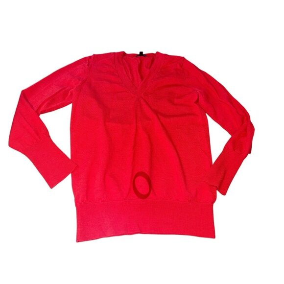 J CREW Women's Size Medium 100% Merino Wool V-Neck Lightweight Red Sweater READ - Picture 3 of 15